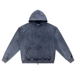 Double Slider Zip Knit Denim Hoodie