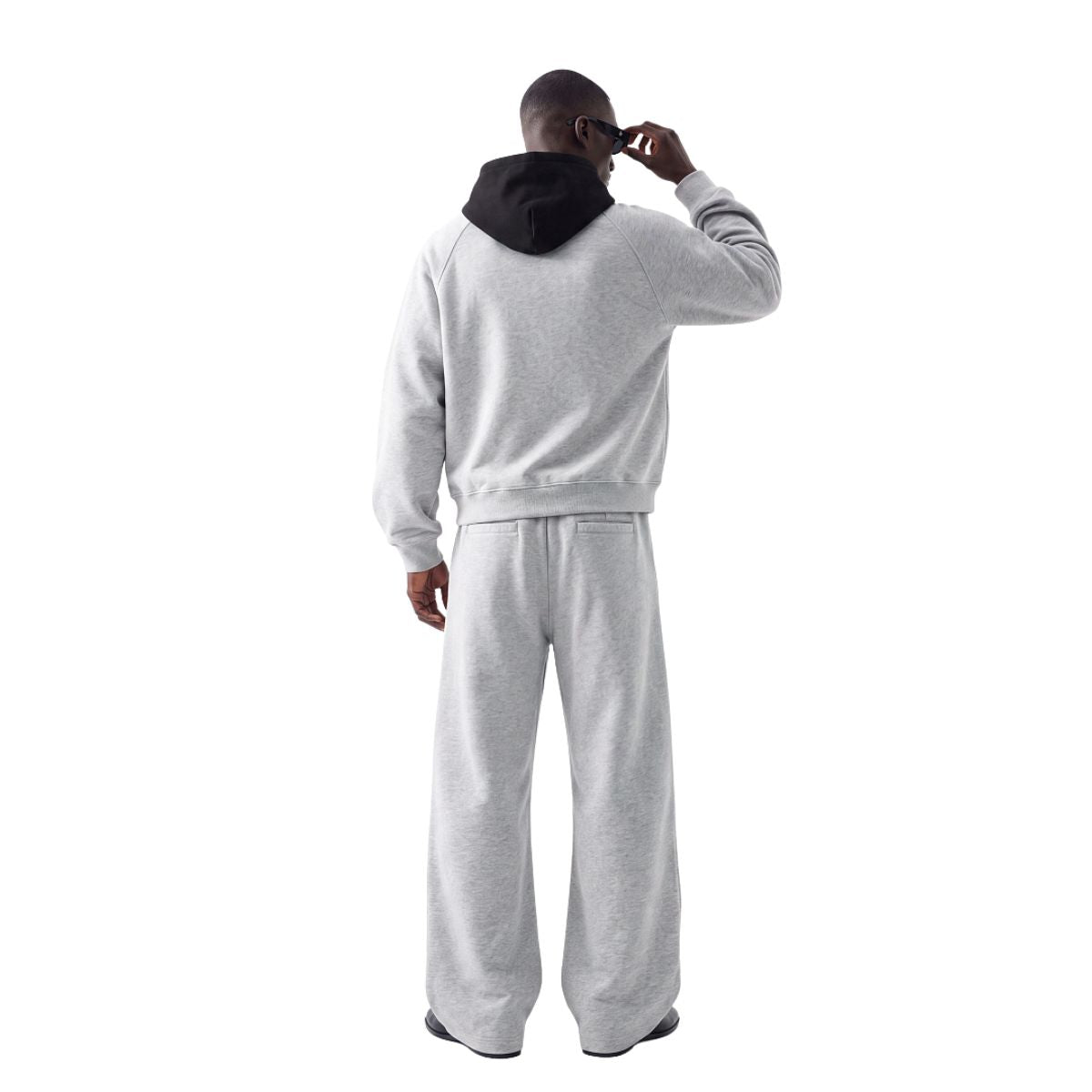 Color‑Blocked Fleece Lined Raglan Retro Loose Hoodie