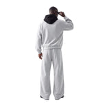 Color‑Blocked Fleece Lined Raglan Retro Loose Hoodie