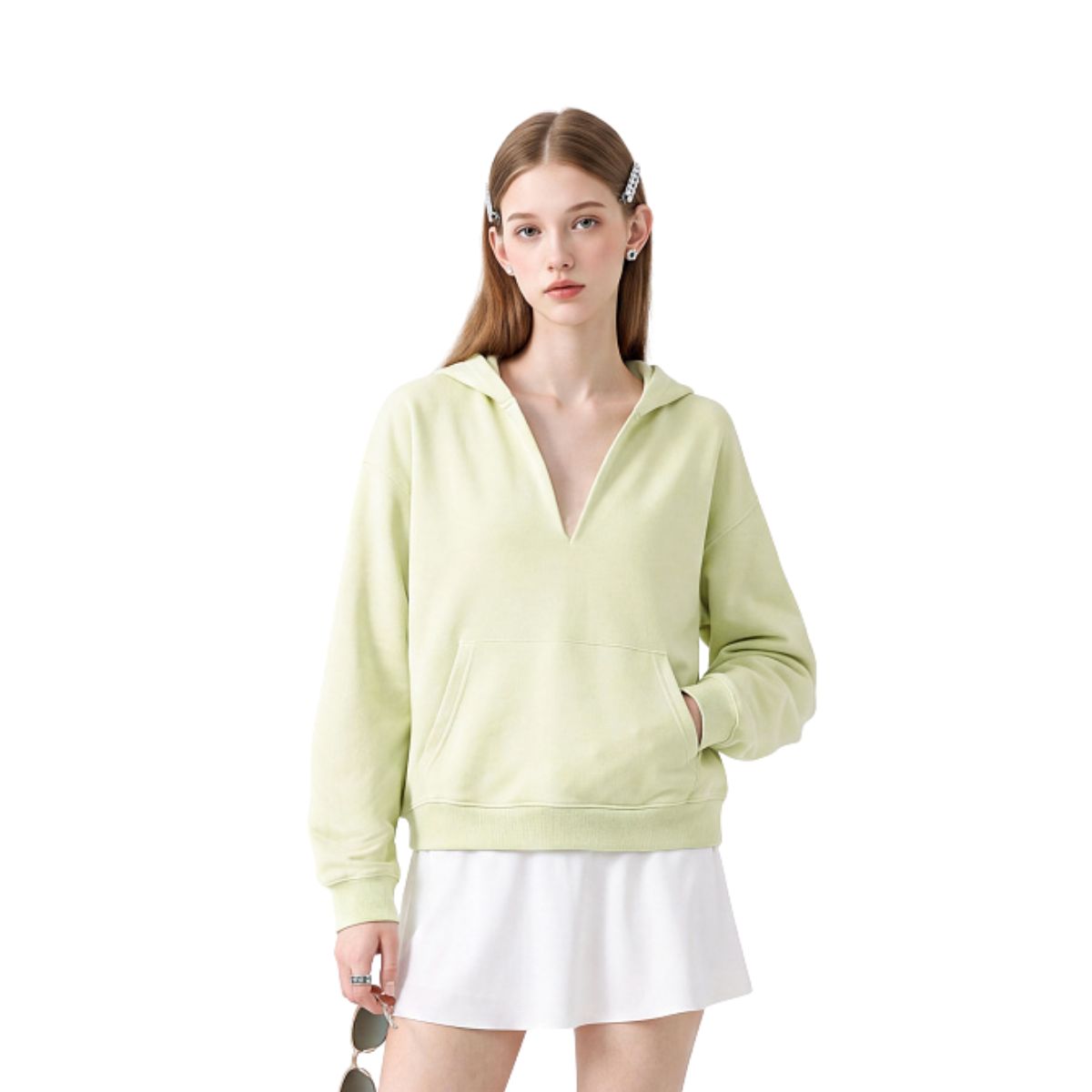 Old Money Drop‑Shoulder Loose V‑Neck Hoodie