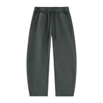 Vintage Washed Fleece‑Lined Elastic Waist Curved Leg Pants