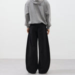 Voluminous Wide‑Leg Twill Casual Pants