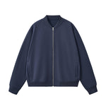 Solid Zip-Front Fleece Bomber Jacket