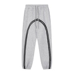 Color‑Contrast Webbing Fleece‑Lined Loose Jogger Pants