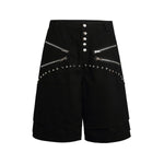 Studded Zip Utility Cargo Bermuda Shorts