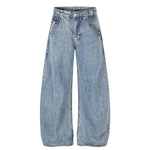 Vintage Blue Relaxed Scimitar‑Leg Street Jeans
