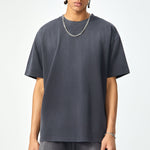 Camiseta holgada lavada y descolorida de peso pesado de 9 oz