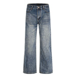 Men's Mid-Rise Straight-Leg Washed Denim Pants �Vintage Casual