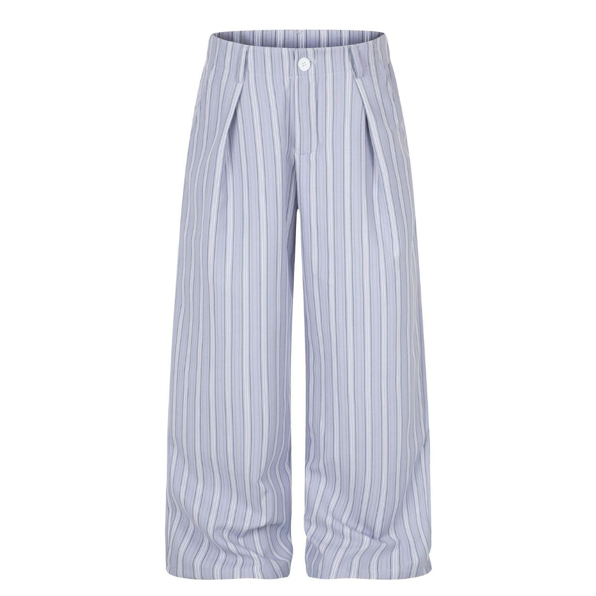 Vintage Contrast‑Stripe Pleated Relaxed Wide‑Leg Casual Trousers