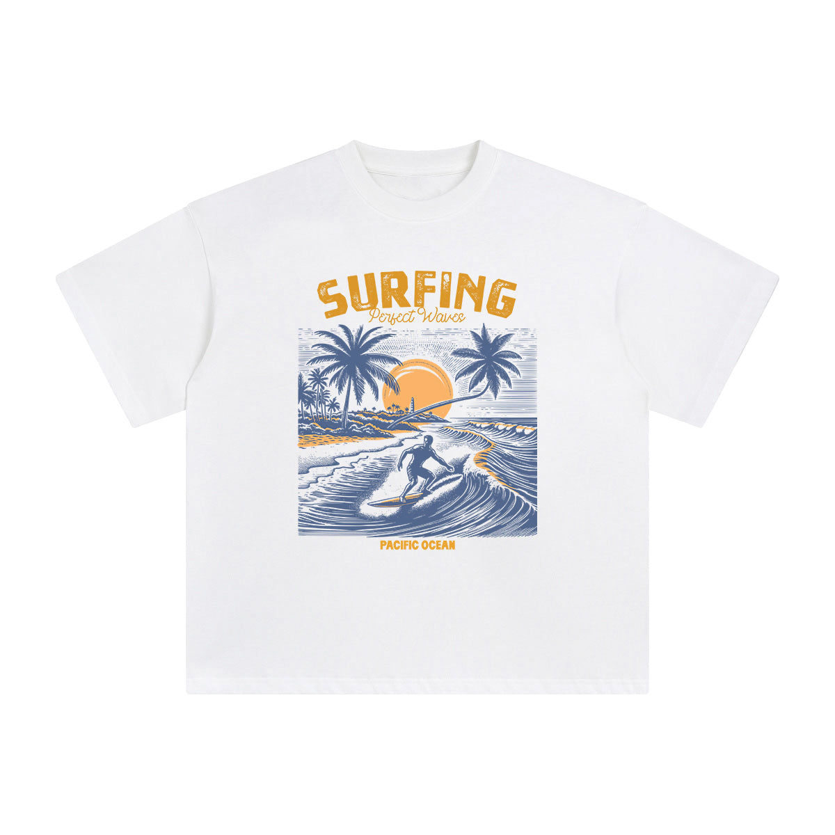 Surfing Perfect Waves Pacific Ocean Graphic Tee-INNBLAC Fashion Apparel