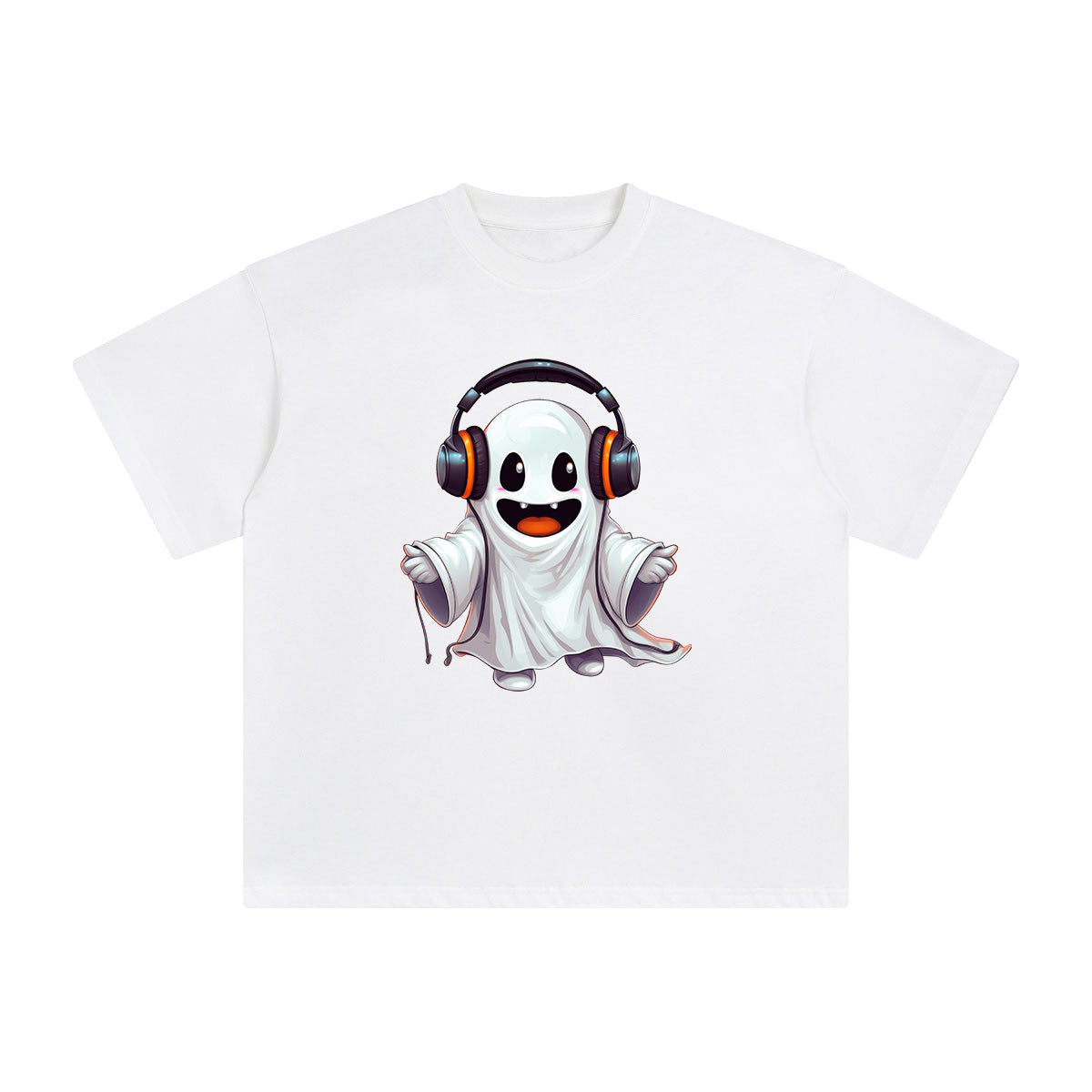 Ghost Wearing Headphone Graphic Tee-INNBLAC Fashion Apparel