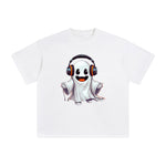 Ghost Wearing Headphone Graphic Tee-INNBLAC Fashion Apparel