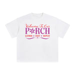 Welcome To Our Porch Gather Chat Repeat Graphic Tee-INNBLAC Fashion Apparel