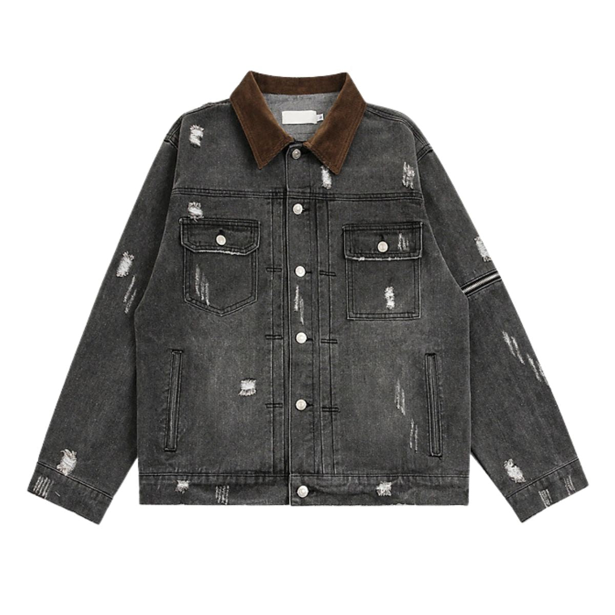 Street Distressed Patchwork Vintage Denim Jacket