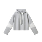 Lace Cutout Spliced Hooded Sweatshirt