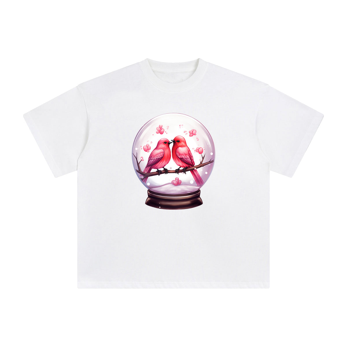Valentine Birds Globe Graphic Tee-INNBLAC Fashion Apparel