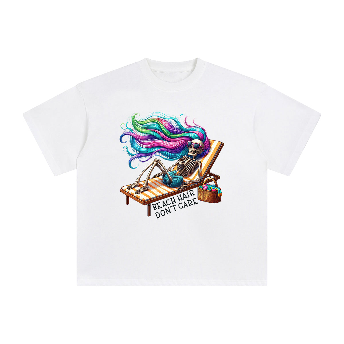 Sunbathing Skeleton Graphic Tee-INNBLAC Fashion Apparel