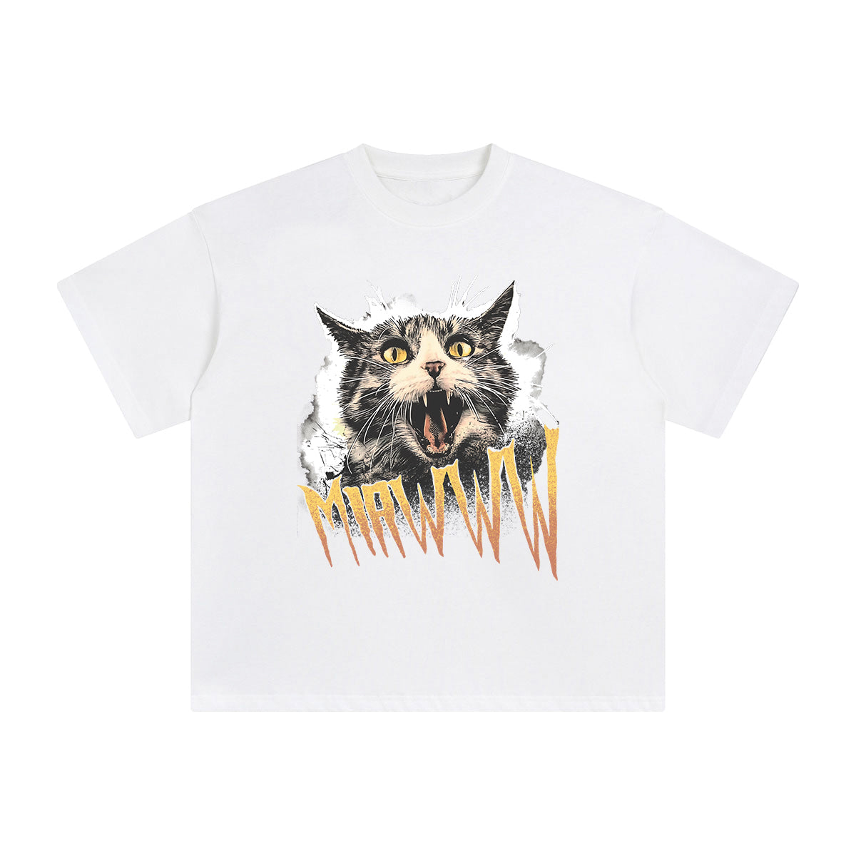 Miawww Cat Screaming Graphic Tee-INNBLAC Fashion Apparel