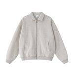 Relaxed Zip-Front Solid Color Sweatshirt
