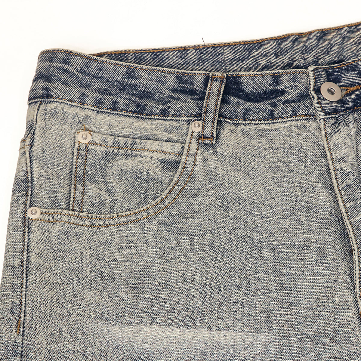 Light Wash Faded Wide-Leg Denim Pants
