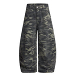 Camo Print Cargo Wide Leg Denim Jeans