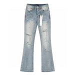 Distressed Stretch Flared Denim Jeans
