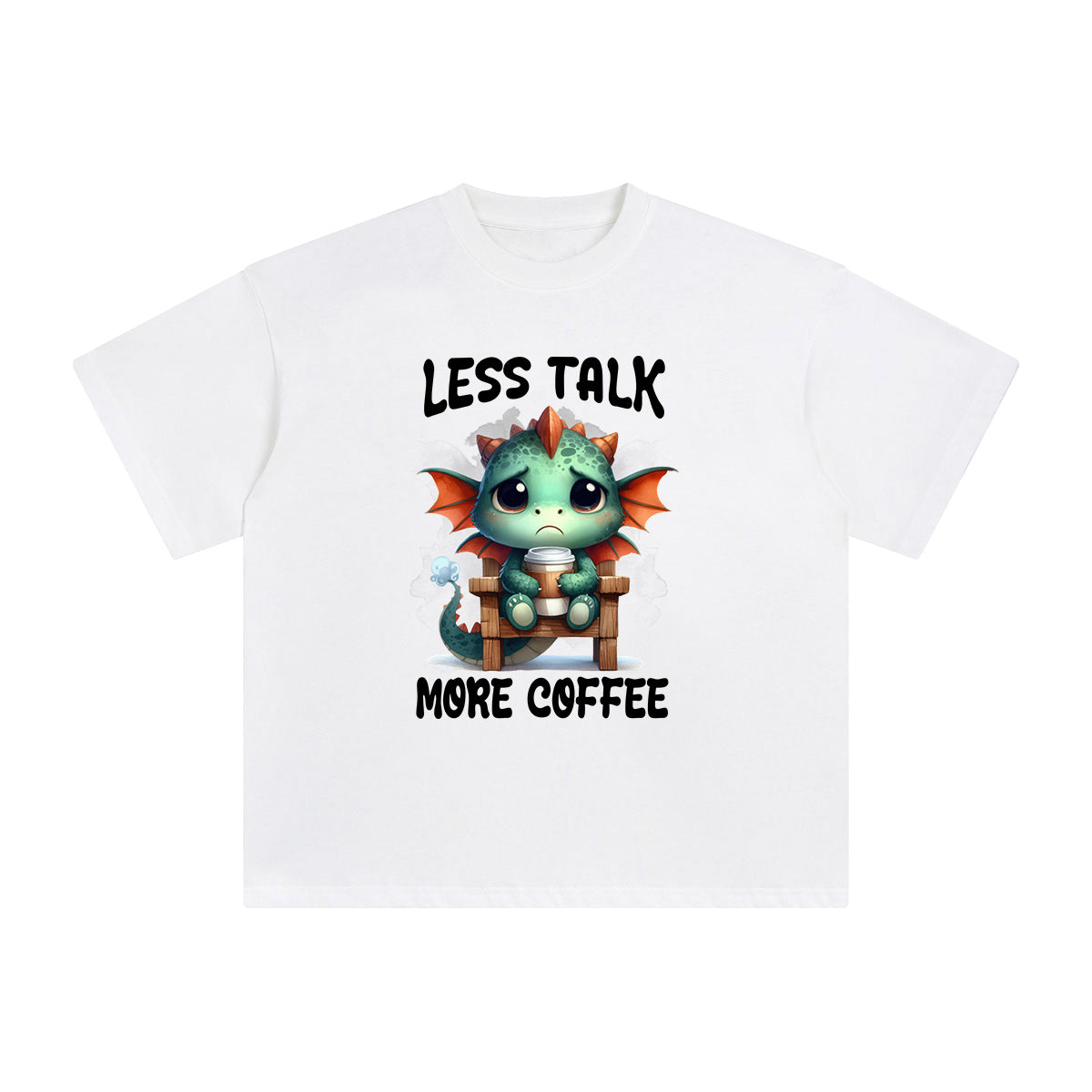 Dragon Drinking Coffee Graphic Tee-INNBLAC Fashion Apparel
