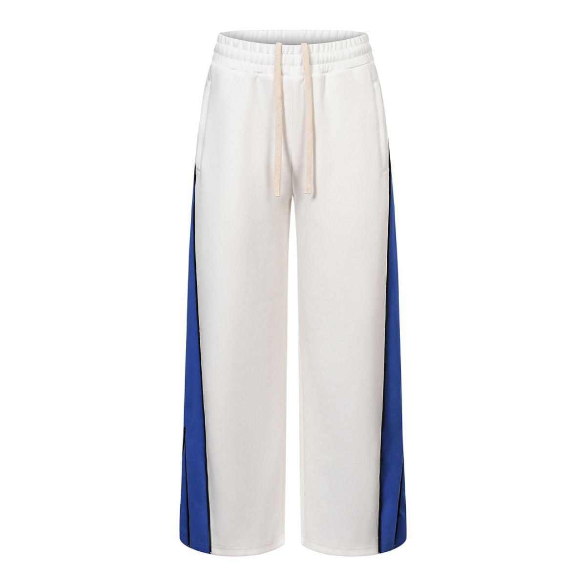 Contrast Side Spliced Zipper Draping Wide‑Leg Athletic Pants