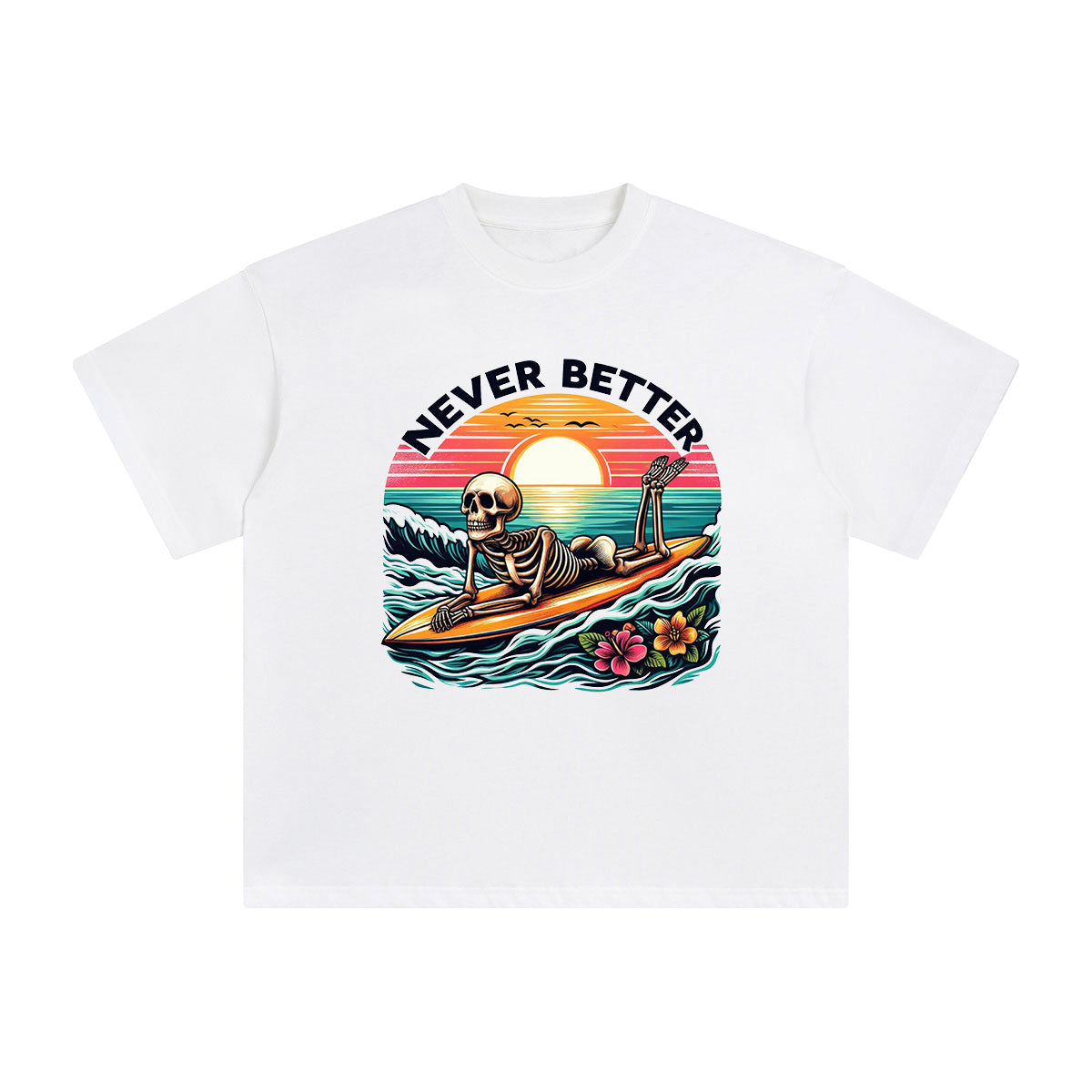Never Better Skeleton Vacation Graphic Tee-INNBLAC Fashion Apparel
