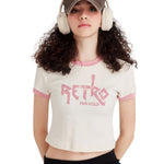 Contrast Colors Retro Graphic Crop Top-INNBLAC Fashion Apparel