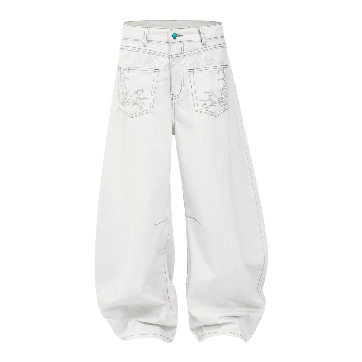 Vintage Embroidered Lettering Relaxed Fit Jogger Pants