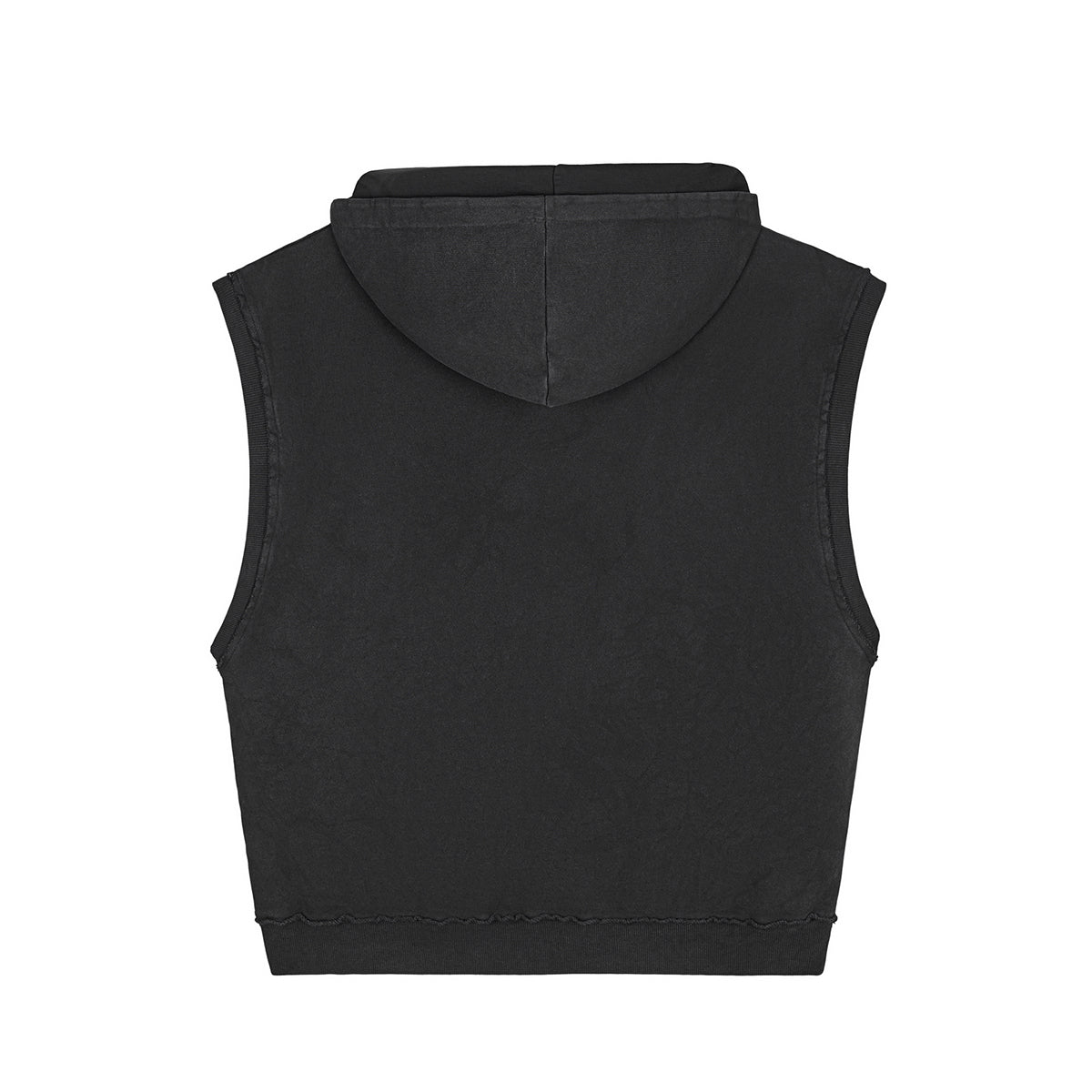 Raw Edge Sleeveless Boxy Hoodie