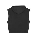 Raw Edge Sleeveless Boxy Hoodie