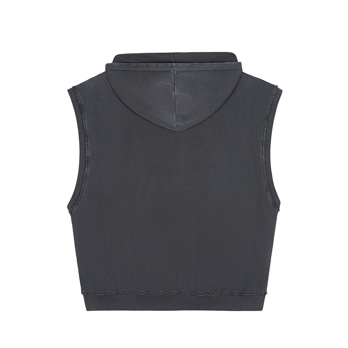 Raw Edge Sleeveless Boxy Hoodie