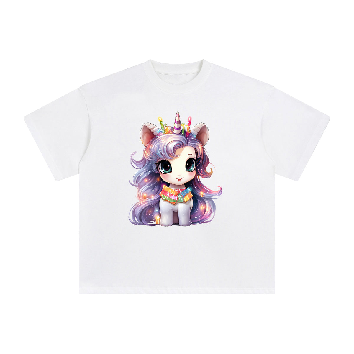 Pastel Christmas Baby Unicorn Graphic Tee-INNBLAC Fashion Apparel