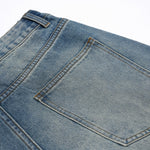 Wide-Leg Bermuda Washed Denim Shorts