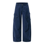 Deconstructed Curved Wide‑Leg Cargo Pants