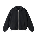 Relaxed Zip-Front Solid Color Sweatshirt