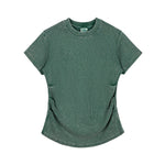 Camiseta de algodón lavado, corte entallado y cintura plisada, 8.4 oz