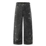 Faded Splatter-Wash GradientBaggy Wide-Leg Cargo Pants