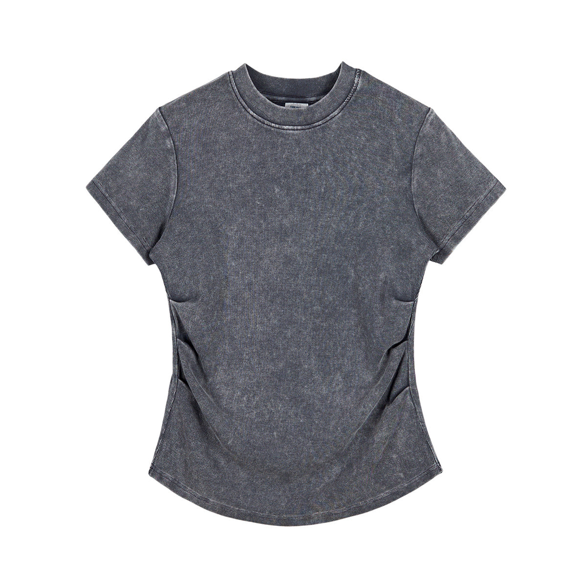 Camiseta de algodón lavado, corte entallado y cintura plisada, 8.4 oz