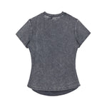 Camiseta de algodón lavado, corte entallado y cintura plisada, 8.4 oz