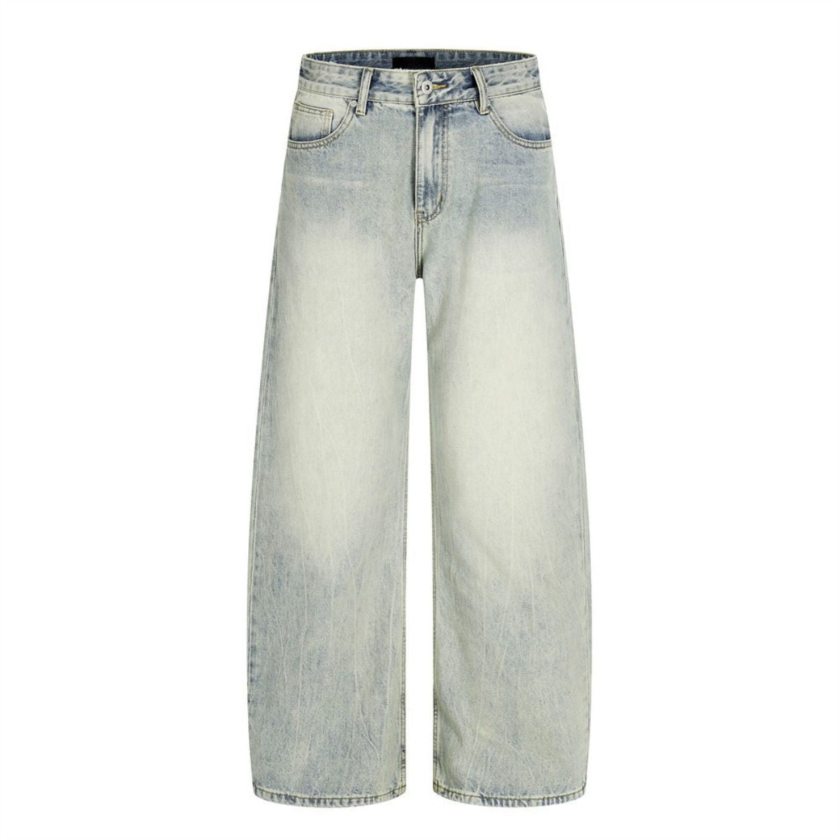 Men's Heavy-Washed Distressed Loose Straight-Leg Denim Pants