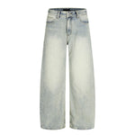 Men's Heavy-Washed Distressed Loose Straight-Leg Denim Pants