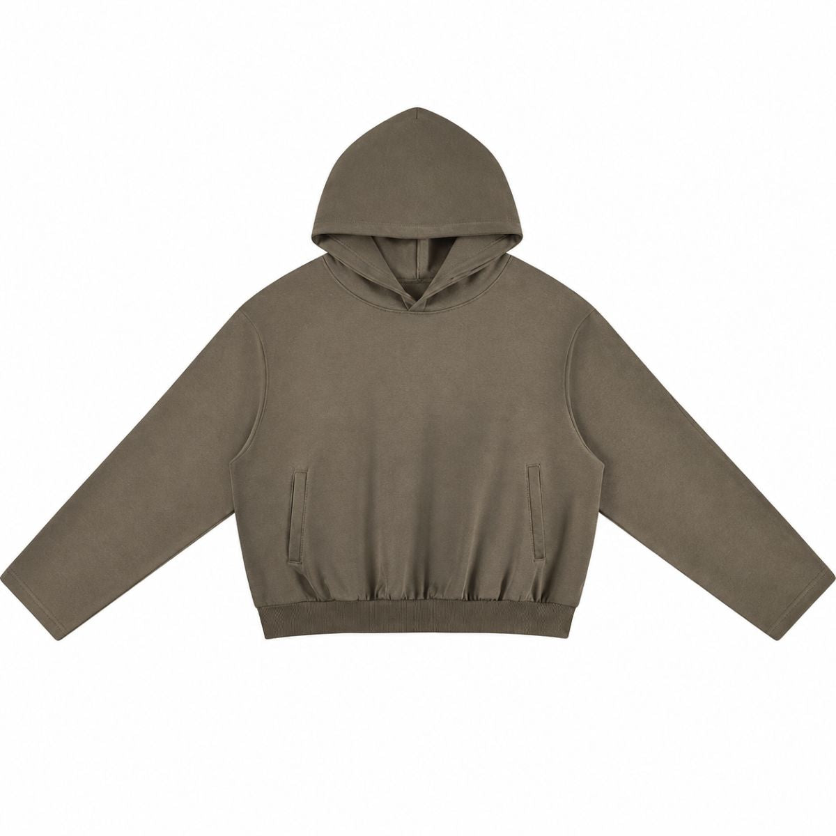 Boxy Streetwear Straight‑Sleeve French Terry Hoodie