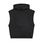 Raw Edge Sleeveless Boxy Hoodie