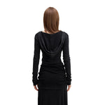 Ruched Fitted Long Sleeve Hoodie Top