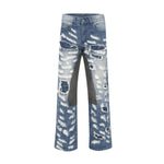 Smoke Rise Straight Leg Repaired & Distressed Patchwork Jeans