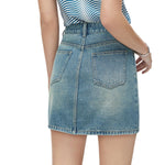 Women's Distressed Denim Mini Skirt