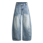 Vintage Washed High Waist Distressed Relaxed Straight Leg Denim Jeans